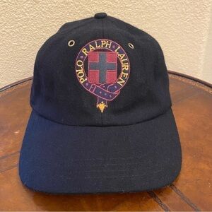 Vintage POLO by RALPH LAUREN Black Embroidered Wool Blend Cap Size Medium-Unisex
